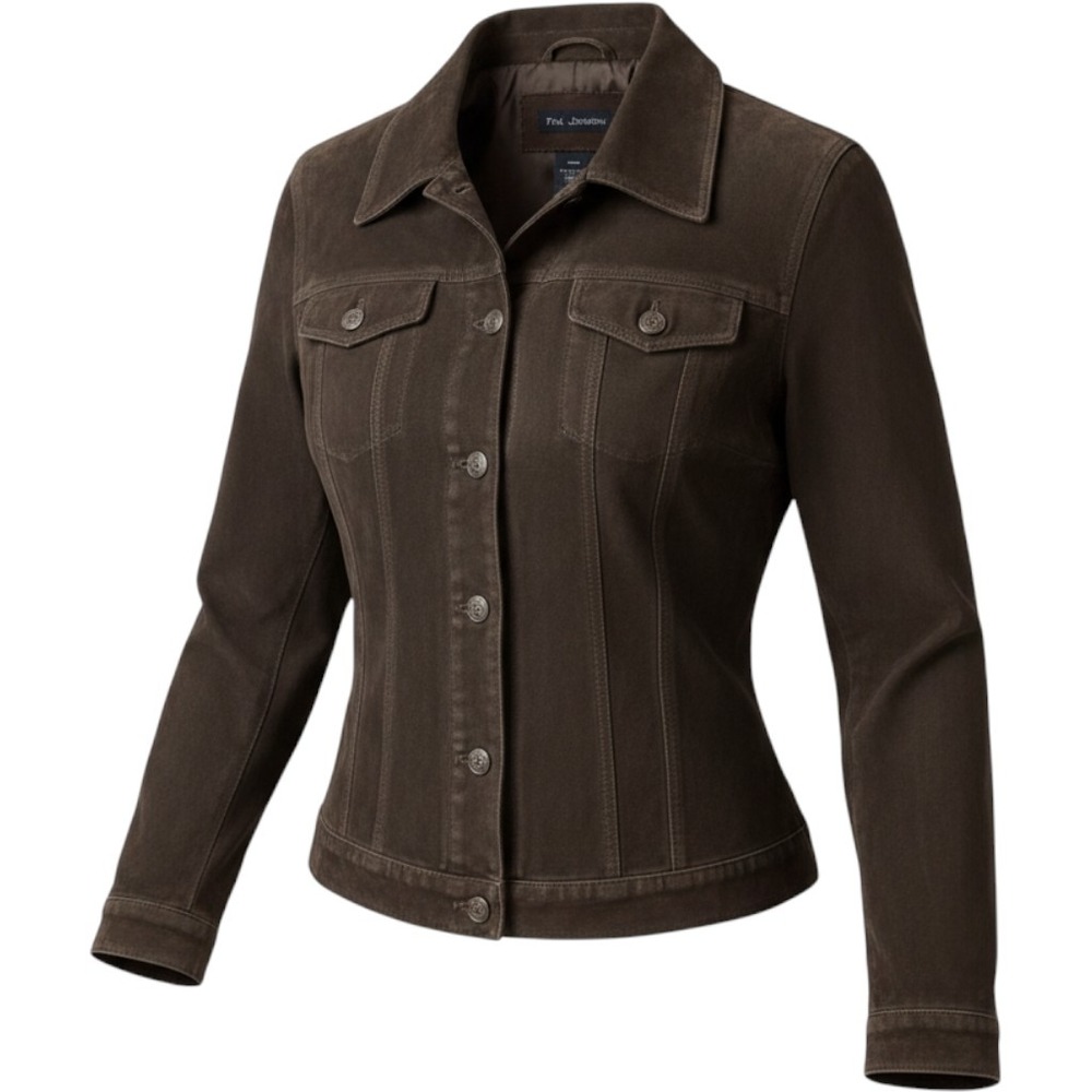 For Joseph Womens Brown Suede Trucker Jacket Size Medium Button Front B810-236